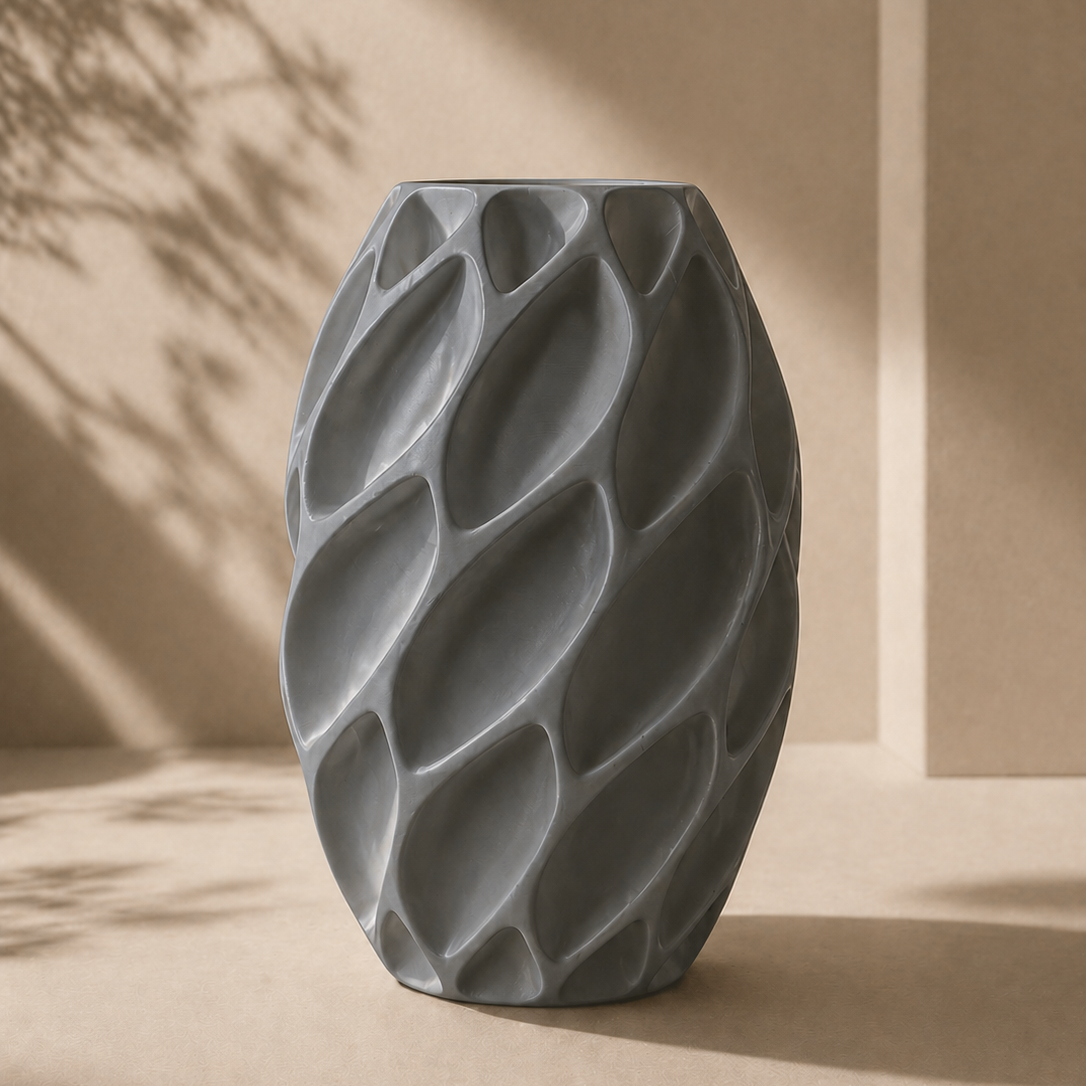 AeroForm Vase – Modern Textured 3D Printed Decorative Flower Vase