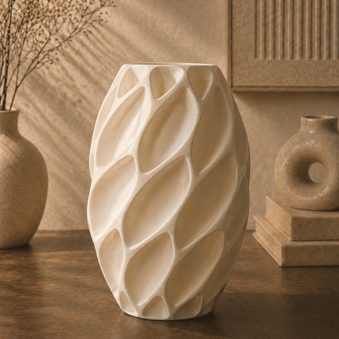 AeroForm Vase – Modern Textured 3D Printed Decorative Flower Vase