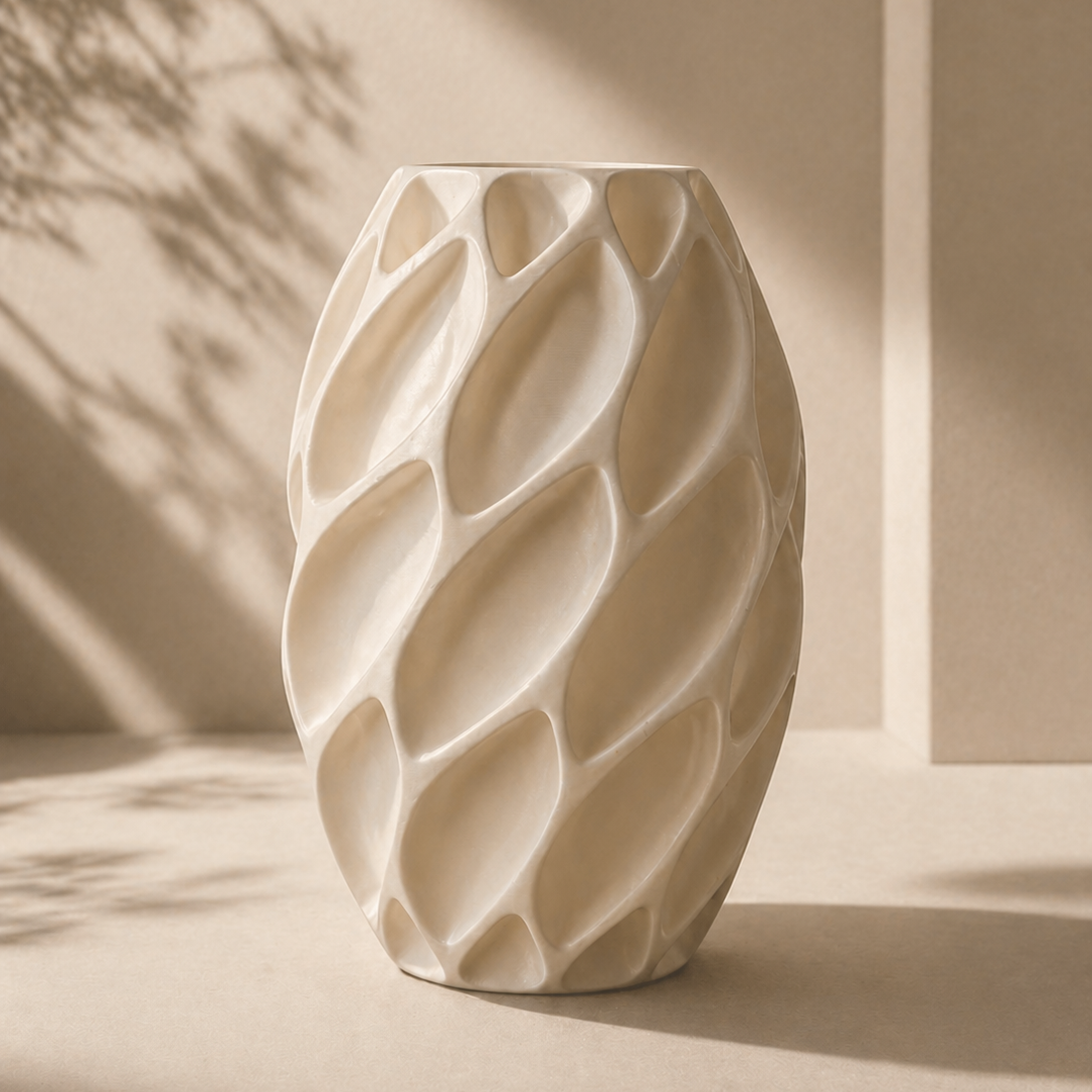 AeroForm Vase – Modern Textured 3D Printed Decorative Flower Vase