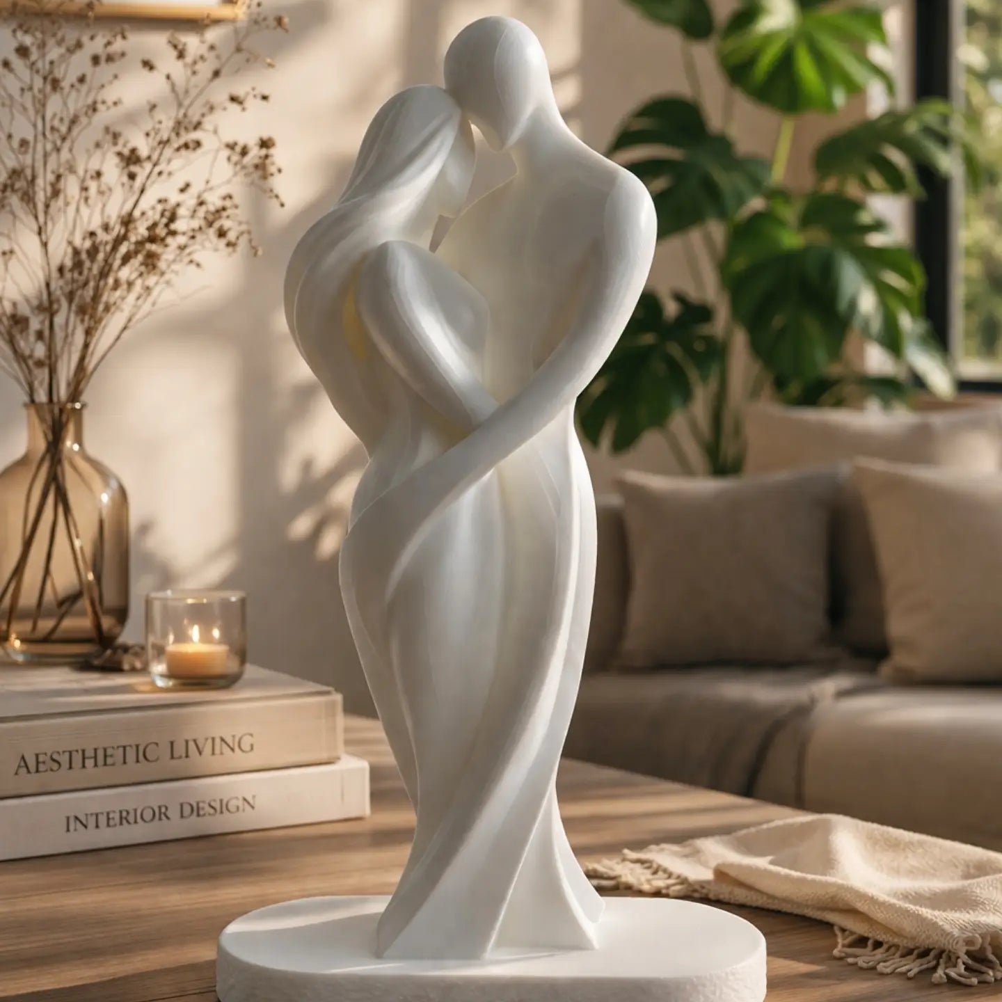 Romantic Couple Abstract Sculpture | Premium 3D Printed Decor